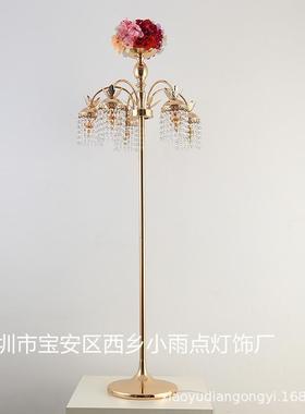 0IBL18新款5头铁艺镀水晶电灯路引婚庆道2具T台留影区签到装饰烛