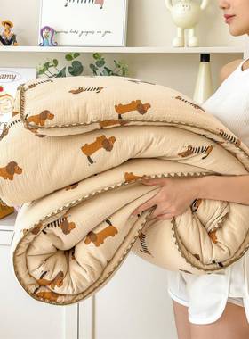 A类全SZE棉皱皱纱季大被子豆纤维秋冬被子纯棉纱布母婴可用秋被被