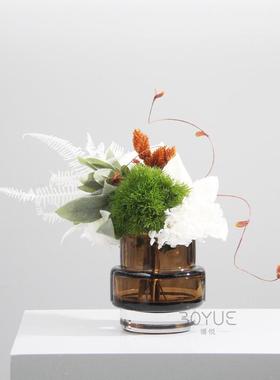 现轻代奢植花艺XY77097售楼处洽谈桌居茶绿几客厅台面琉璃装家饰