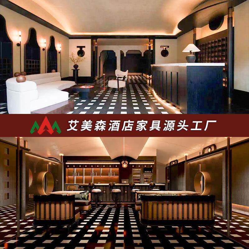 方S酒店DT-005家房具标间全套麓大床双床客公区沙发写字桌椅凳子