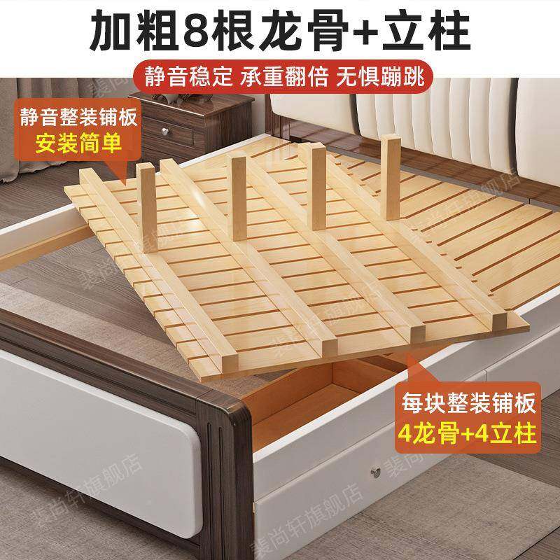 全见详情实木床简约实1木床双人床主大床15用1..8储物床.2米工厂