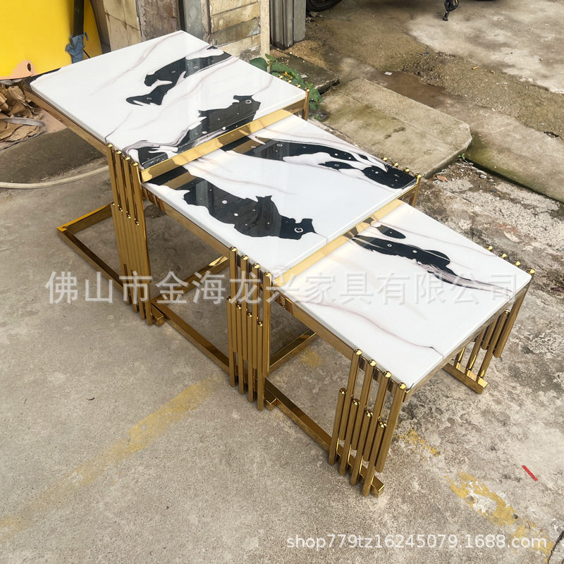轻奢不锈钢大理石酒店宴会茶几