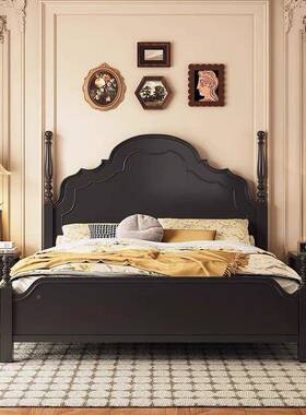 简美风美式实木人床1.5m古1mDFB.8中风法式床轻奢婚床双主卧床安