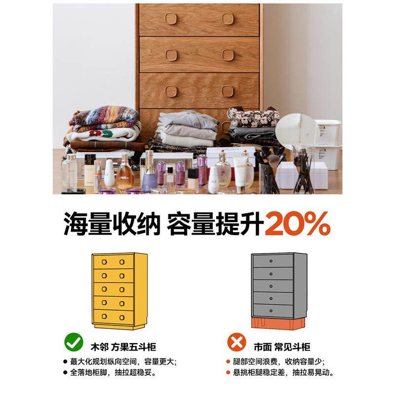 方果五斗柜古卧室床尾柜古客复厅墙靠中柜樱MDK桃木实木收纳斗柜