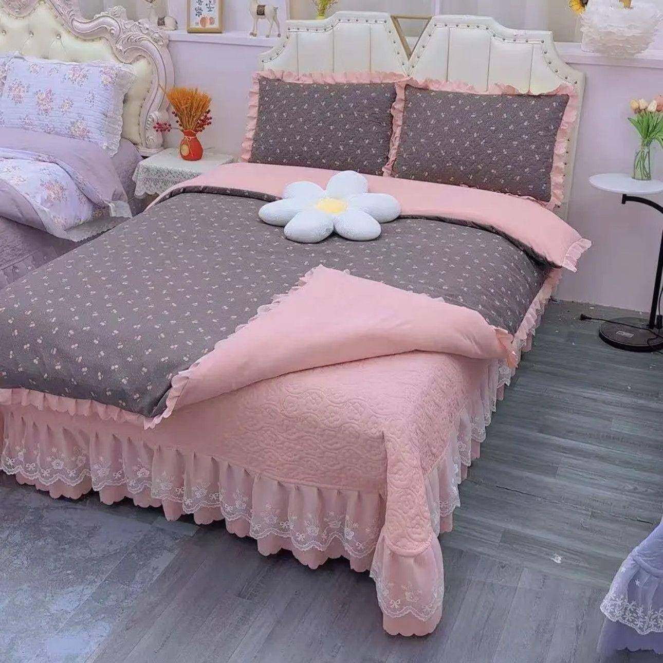 a类母针婴亲级肤织棉床盖四件套花边床裙三套件床单被套pxx1002可,床上用品,床品套件/四件套/多件套,淘宝优惠券,粉丝福利购,淘宝优惠卷