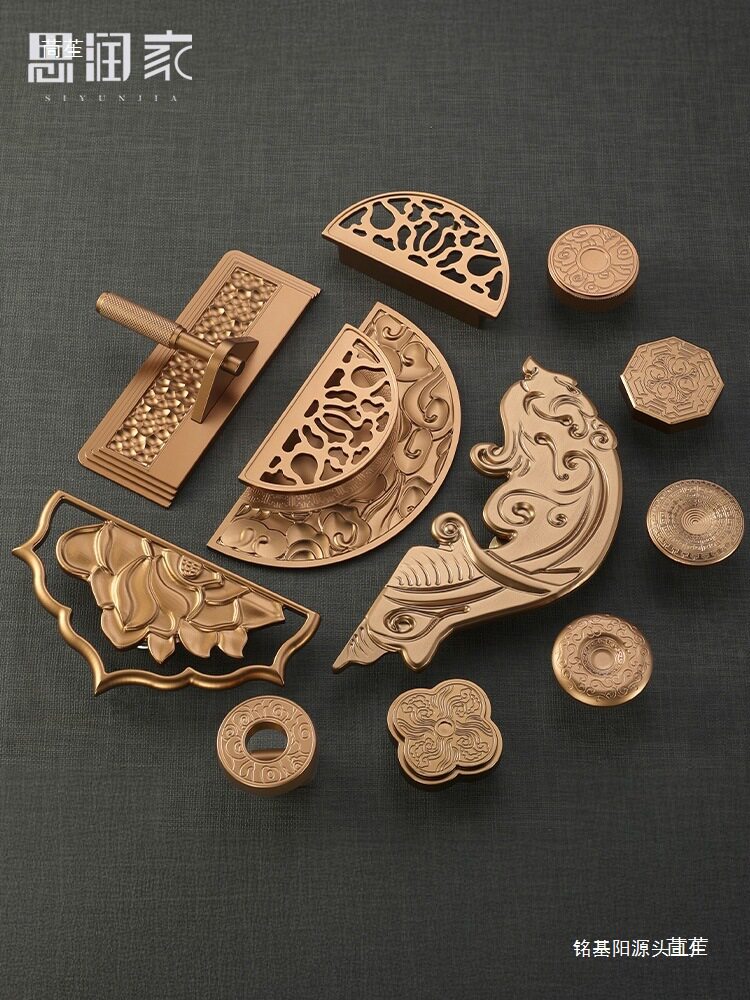 新中式复古金色柜门抽屉拉手