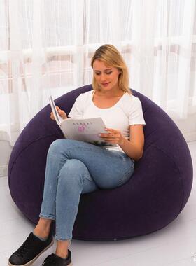 新款成人气植绒懒球人沙发形可折叠凳沙发床休闲OXR户外单人座充