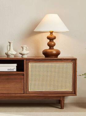 北DSFG*-00美黑桃木电视柜茶几组合地樱桃木胡落藤编白视听柜橡木