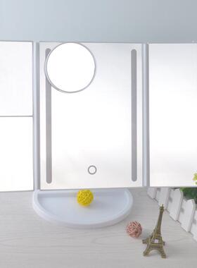 2极4颗灯条式电led化妆镜跨境商款式面台GHW桌式三折镜可无调光镜