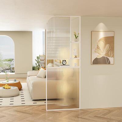轻遮客厅玻屏风奢奶璃油风入户门挡装饰卫生HXU间浴室不锈钢玻璃