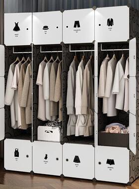 简易衣柜家19312用实木纹收纳纳架装叠折塑料布衣橱简约现组代收