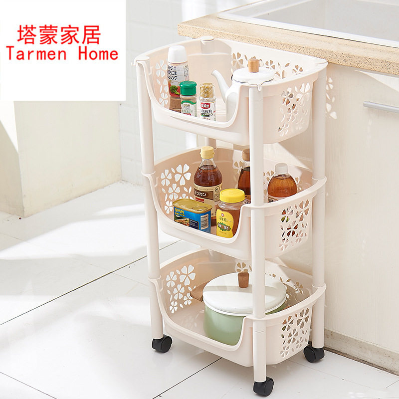 厨房多层叠加蔬菜置物架卫生间3层塑料蔬菜筐 浴室用品加厚收纳架