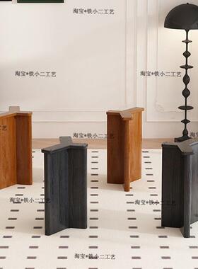 餐中古风桌大理石桌底座实木板桌子腿支架茶大桌QBG书桌茶几脚腿