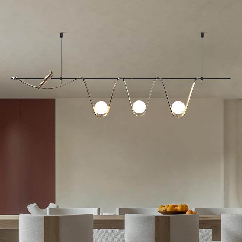 新款设计6657师le样d艺餐术厅灯简约客厅展厅长条吧台板房异型吊