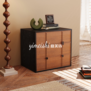 意美诗欧式复古纯实木卡门柜中古风家用模块组合柜斗柜落地电视柜