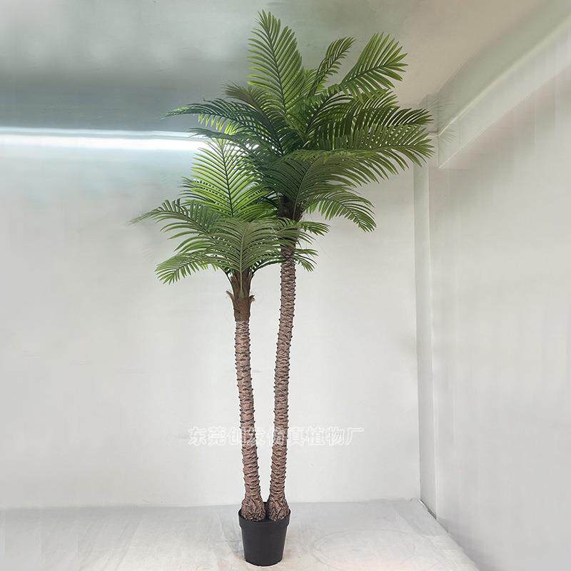 直销仿真植物盆栽散尾葵室内摆件小景蕨类椰子过胶叶凤尾葵