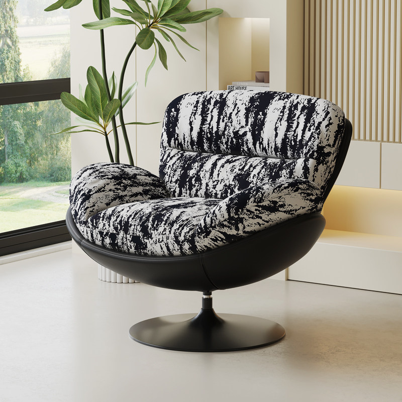 奥燕水墨蛋壳椅家用阳台客厅复古单人沙发椅可拆洗休闲椅懒人沙发