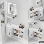 小户型挂墙式 实木浴柜左右盆洗漱台面盆迷你洗手池洗手盆脸面盆