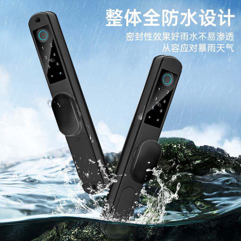 庭院门纹户防外水双面指锁断A11桥铝指纹门锁铁艺别墅门智能锁厂
