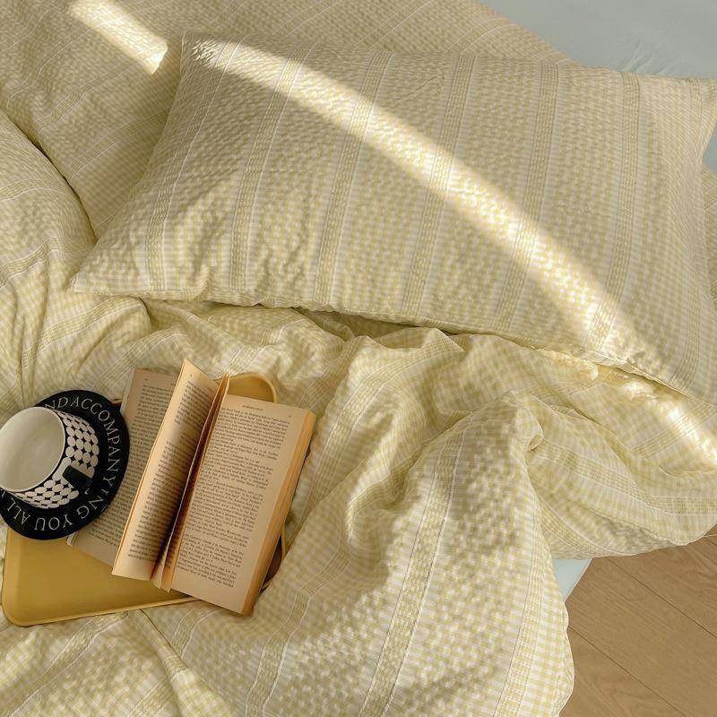 a类提QSF-A类色织花床单四件套2通025春季洗棉被套南床上水用品三