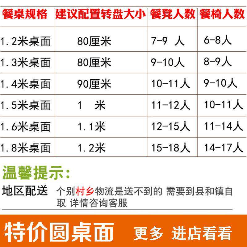 餐酒席桌面板木圆实桌面饭店圆面桌子加厚EVG板圆杉木台桌圆家用