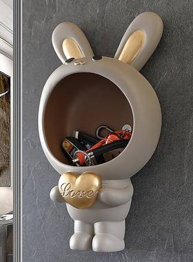 可爱563熊壁关挂式纳收入户玄门口钥匙收纳多功能免打壁装孔饰摆