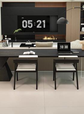 家用客厅意式简约学书桌全双人习桌横厅沙发后长DCD条黑色实桌木
