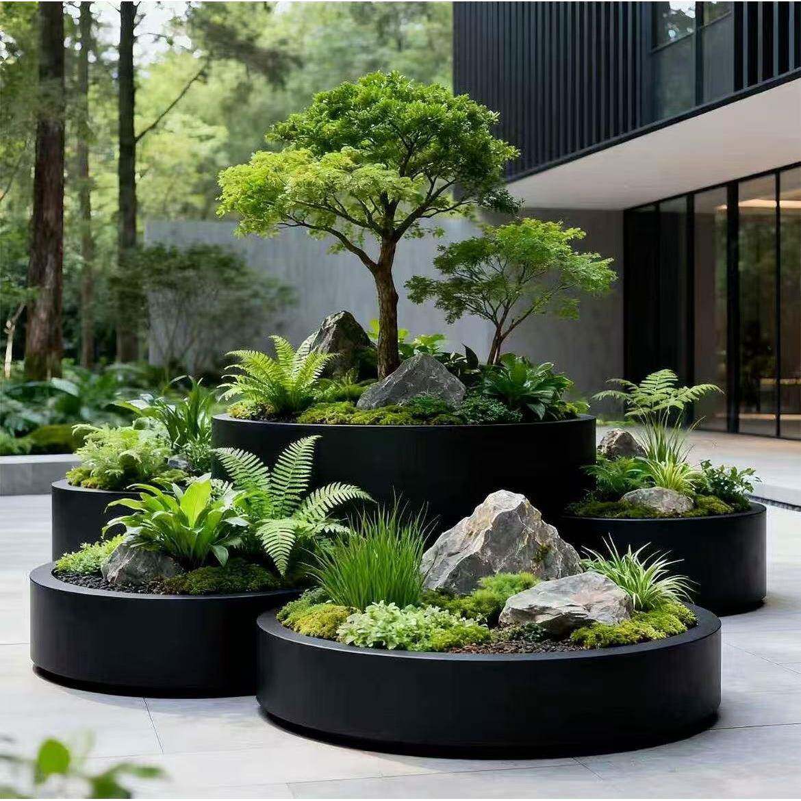植不锈钢钢盆花箱外组花合市政园林景观花钵商360场简约户种池花
