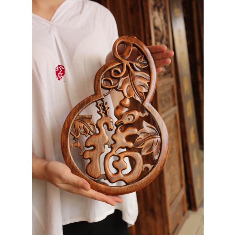 电视柜关挂件玄摆件工艺品木雕玄饰关福字实木壁挂装式中葫F76TJ9