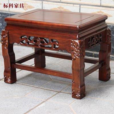 中式仿古实木榆缸木架置物架客厅花兽足方花奇石架鱼摆架底合座组