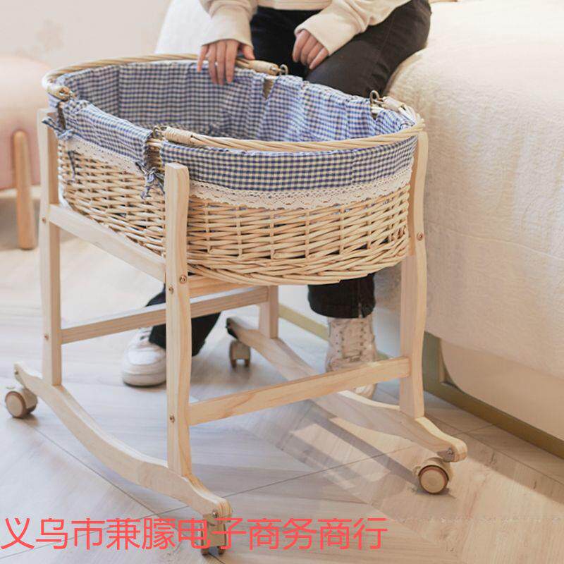 藤编摇篮床儿睡外篮车载提婴篮出便携式新生511儿编床实木家用新