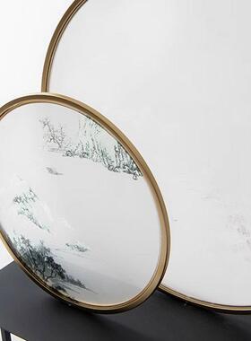 新中圆形铁艺山水MC-TY-31屏风摆客厅电视玄关酒店办公件柜式桌软