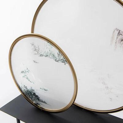 新中圆形铁艺山水MC-TY-31屏风摆客厅电视玄关酒店办公件柜式桌软