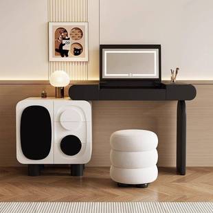 黑白实熊527猫梳妆台户型木化妆卧室桌奶油复古风斗柜一体小新款