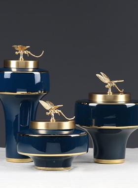 现JC4885代轻奢新中式陶瓷储物罐件样房间别摆家居客板厅软装墅饰