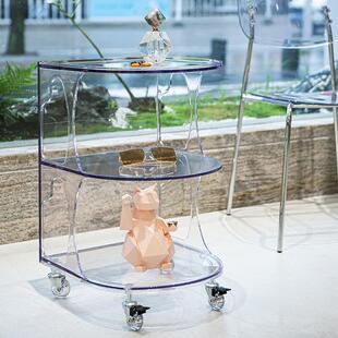 透明塑料边几浴室创意网红简约小茶几可移动北欧置物架收纳小推车