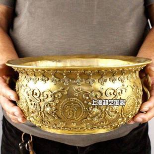 铜聚宝盆摆件特大号招宝家居装饰品金属工艺品