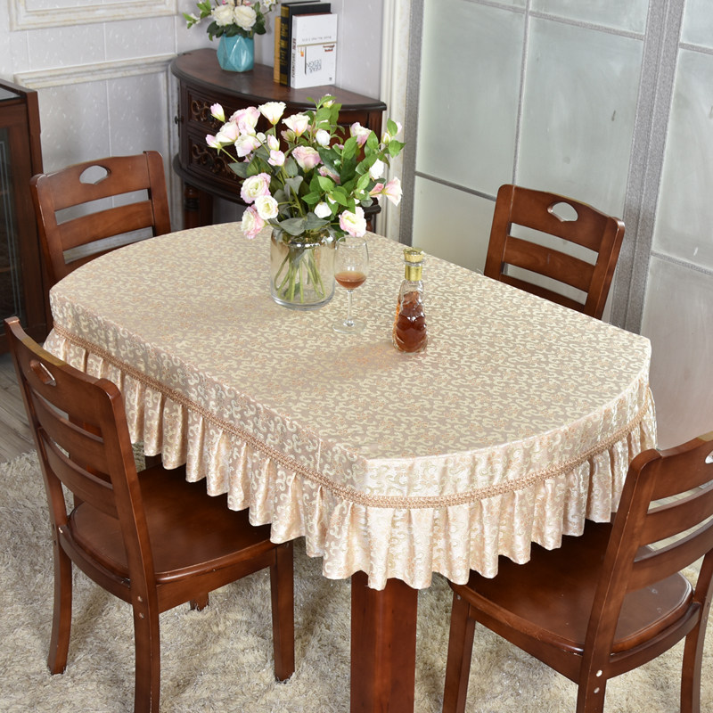 奢华金茶机罩金色桌布全包长方形台布椭圆形家纺家用餐桌布展会布