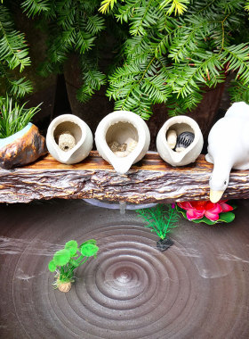 50CM大号鱼缸创意流水摆件搭配石槽假山造景水景喷泉过滤庭院装饰