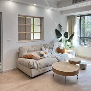 意式极简云朵沙发羽绒双人真皮磨砂科技布艺小户型客厅baxterL形