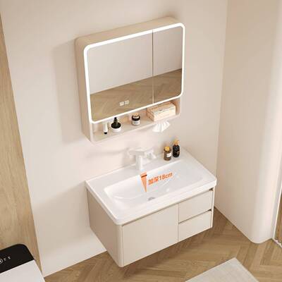 蜂窝铝浴室柜加深18cm陶瓷一体盆卫生间防水洗漱洗手一体台盆组合