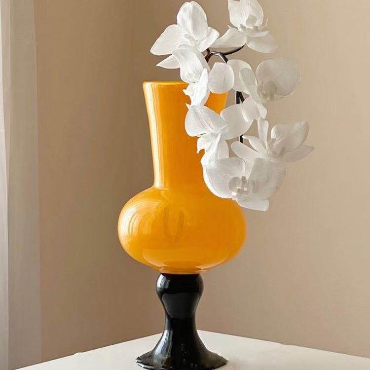 法式中古高脚拼色花瓶手工玻璃家居摆件水养冬青百合发财树鲜花器,纺织面料/辅料/配套,纺织机械配件,淘宝优惠券,粉丝福利购,淘宝优惠卷