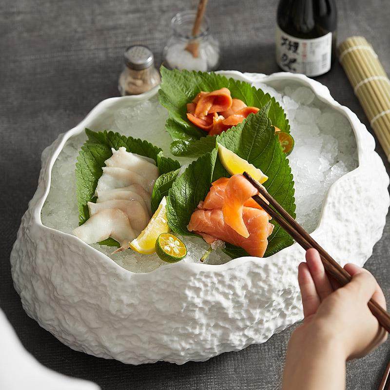 岩石纹刺身盘高级感轻奢意境菜餐具日式创意陶瓷海鲜拼盘干冰盘子,纺织面料/辅料/配套,纺织机械配件,淘宝优惠券,粉丝福利购,淘宝优惠卷