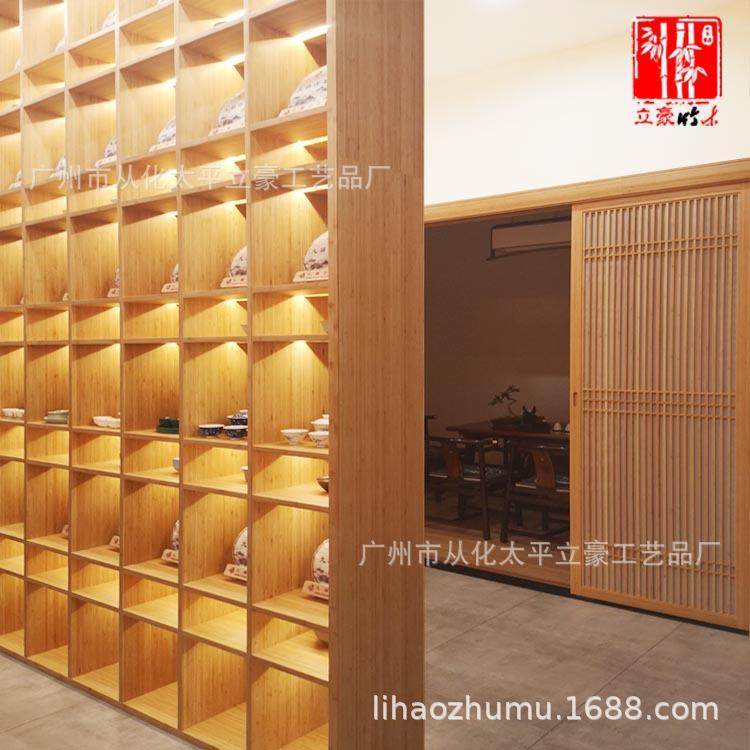 广州立豪竹木厂竹制酒柜竹茶架普洱茶柜茶展架竹木博古架多宝阁