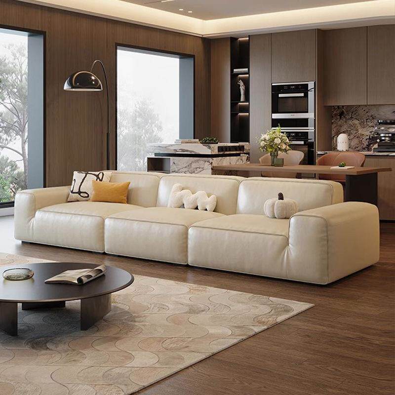 大黑牛真皮沙发意式轻奢猫抓皮艺沙发客厅简约大小户型直排奶油风