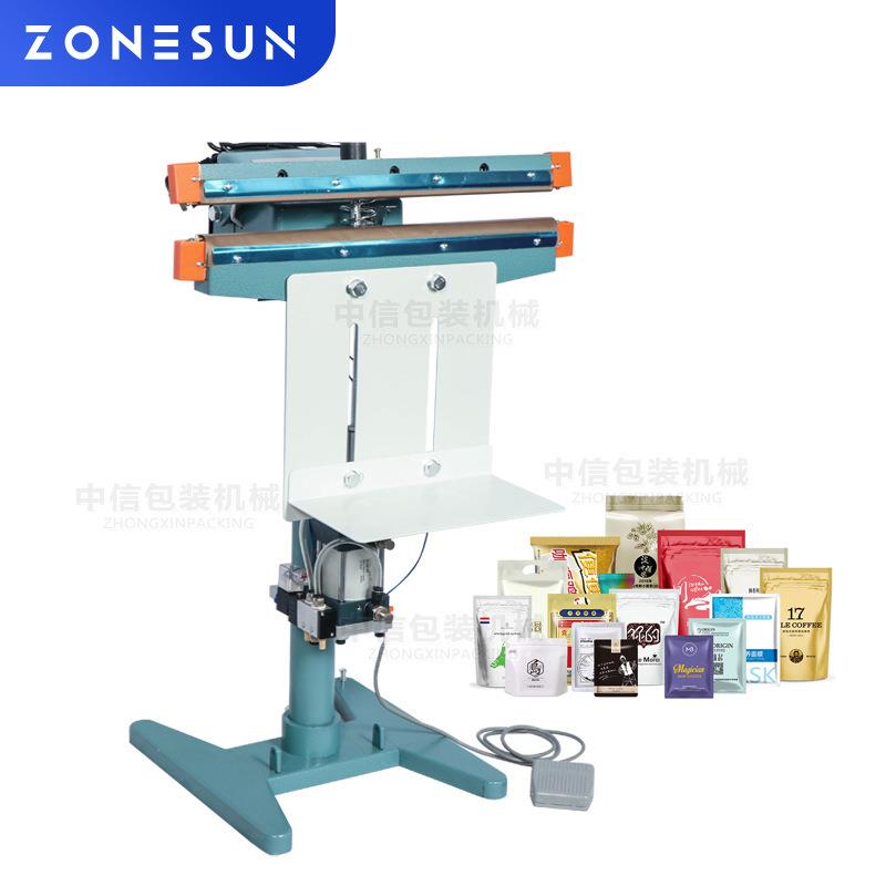 ZONESUN脚踏两用8mm铝箔复合袋手动打包塑料袋热合包装双面封口机