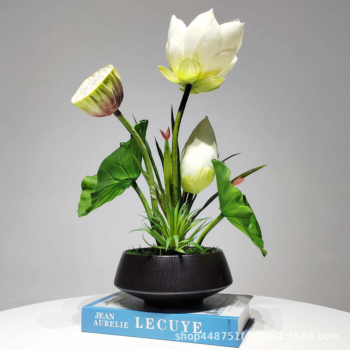 新中式仿真花假荷花莲蓬家居装饰绿植客厅样板房花艺摆设摆件插花