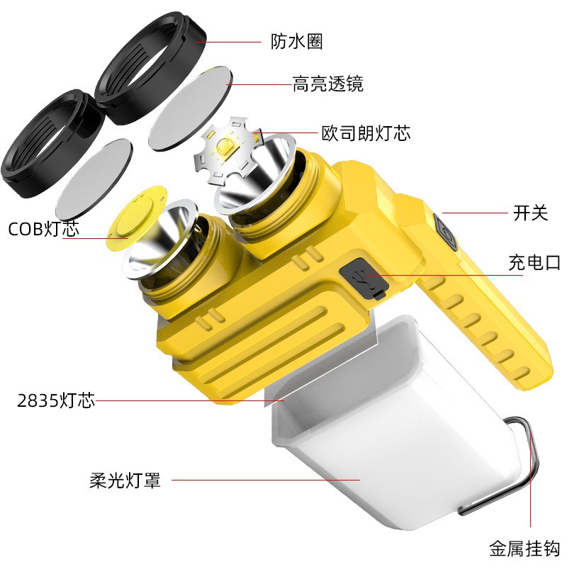 多功能太阳能手提灯户外照明投光灯便携家用充电应急露营灯手电筒