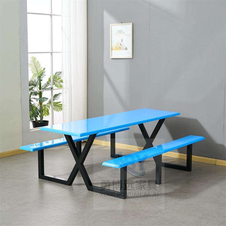 不锈钢学校食堂餐桌椅组合4人6人8人位工厂员工饭堂连体快餐桌椅