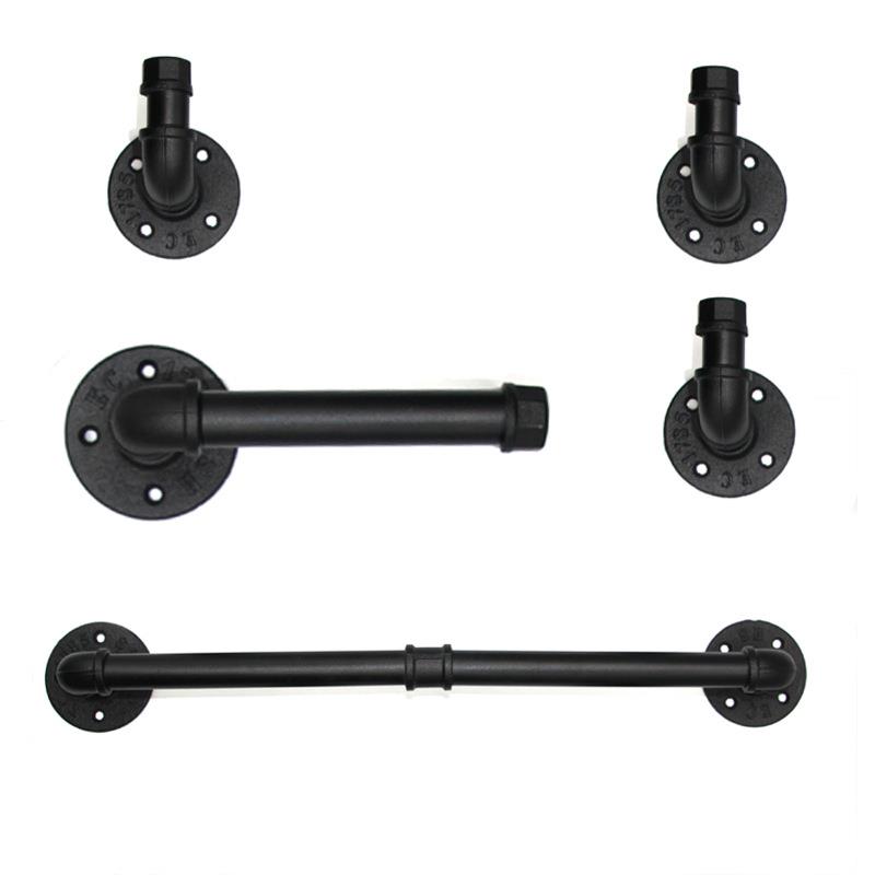 工艺品管件工业风毛巾架纸巾架复古衣帽挂钩铁艺水管置物架